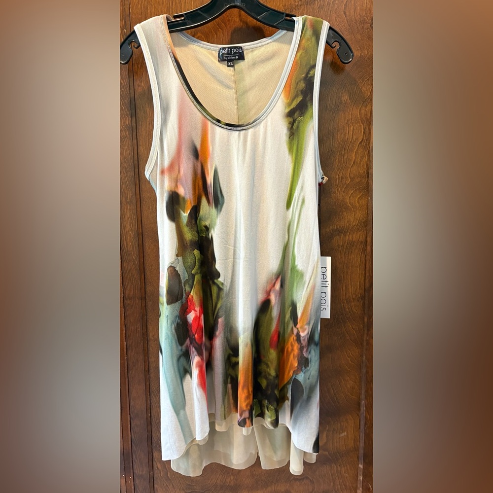 Petite Poise Artistic Print Tank Top